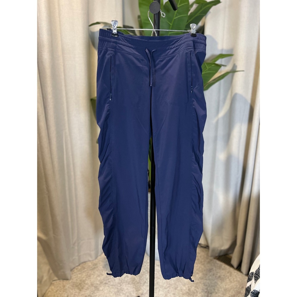 Athleta Navy Blue Ruched Side Jogger Pants Size 2 Drawstring Activewear Pockets